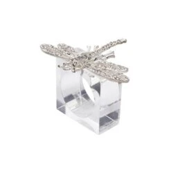 Saro Lifestyle Bejeweled Dragonfly Napkin Ring (Set Of 4), Silver -Saro Lifestyle GUEST 6320a3eb d1cf 45f4 8d15 7265d93e2883