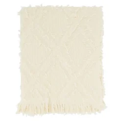 Saro Lifestyle Throw Blanket With Fringe Waffle Weave Design -Saro Lifestyle GUEST 64bc1609 0630 4bc2 8530 d574e22dc95e