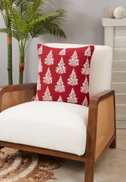 Saro Lifestyle Winter Wonderland Christmas Trees Throw Pillow Cover, 18", Red -Saro Lifestyle GUEST 656bc3e2 9508 4222 958d d06b195be777