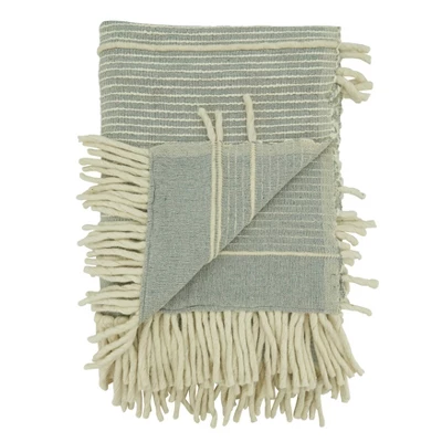50"x60" Chunky Fringe Striped Design Throw Blanket Gray - Saro Lifestyle 2 50"x60" Chunky Fringe Striped Design Throw Blanket Gray - Saro Lifestyle - Image 2