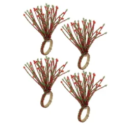 Saro Lifestyle Beaded Burst Design Napkin Rings (Set Of 4)