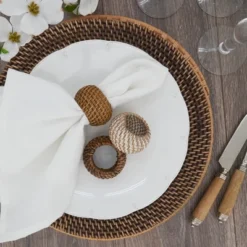 Saro Lifestyle Rustic Napkin Rings With Woven Rattan Design -Saro Lifestyle GUEST 67f7e95e b477 4cc3 aab5 1e51389ec2d8