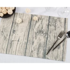 Saro Lifestyle Cloth Placemats With Printed Wood Design (Set Of 4), 14"x20", Beige -Saro Lifestyle GUEST 6b0747e2 b73b 4150 b9aa 4e4ff83de308