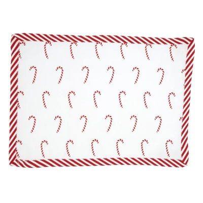 Saro Lifestyle Candy Cane Placemat, 14"x20" Oblong, Red (Set Of 4) 4 Saro Lifestyle Candy Cane Placemat, 14"x20" Oblong, Red (Set Of 4) - Image 4