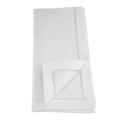 Saro Lifestyle Handmade Macaron Embroidery Napkin With Hemstitched Border (Set Of 6), 20"x20", White