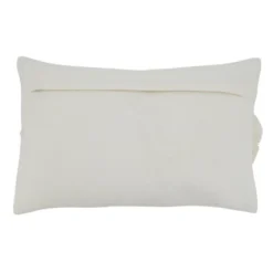 Saro Lifestyle Floral Appliqué Throw Pillow With Down Filling, Ivory, 14" X 23"