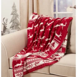 50"x60" Christmas Sweater Design Throw Blanket Red - Saro Lifestyle -Saro Lifestyle GUEST 6ef165ed a3ad 477a b22c 1667b3a80fee