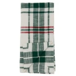 Saro Lifestyle Plaid Napkin, 20" Square, White/Green (Set Of 4)