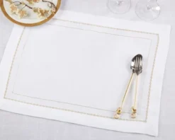 Saro Lifestyle Chain Of Elegance Embroidered Chainlink Placemat (Set Of 4), 14"x20", Gold -Saro Lifestyle GUEST 706f824b 83c7 404d aed9 25545530520d