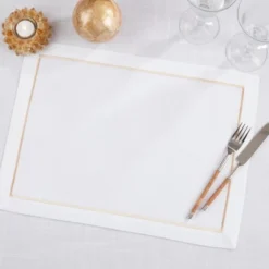 Saro Lifestyle Embroidered Line Design Placemat (Set Of 4) -Saro Lifestyle GUEST 71342acc 0482 48b2 9a1b e5100bffed6a