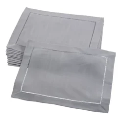 Saro Lifestyle Placemat With Hemstitched Border, 14"x20" Oblong, Grey (Set Of 12) 5 Saro Lifestyle Placemat With Hemstitched Border, 14"x20" Oblong, Grey (Set Of 12) -Saro Lifestyle GUEST 71638d23 e914 46e5 9077 77e3ad9034c7