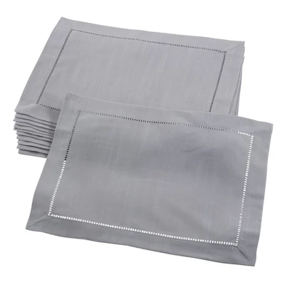 Saro Lifestyle Placemat With Hemstitched Border, 14"x20" Oblong, Grey (Set Of 12) 3 Saro Lifestyle Placemat With Hemstitched Border, 14"x20" Oblong, Grey (Set Of 12) - Image 3