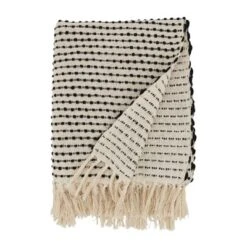 50"x60" Woven Warmth Textured Striped With Fringe Throw Blanket - Saro Lifestyle