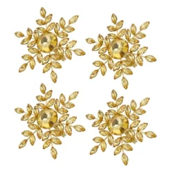 Saro Lifestyle Winter Glamour Beaded Snowflake Napkin Ring (Set Of 4)