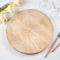 Saro Lifestyle Rustic Charm Wooden Charger Plate (Set Of 4), 13"x13", Beige -Saro Lifestyle GUEST 721cf7e5 3110 4003 9f97 4d1cc1d0e841