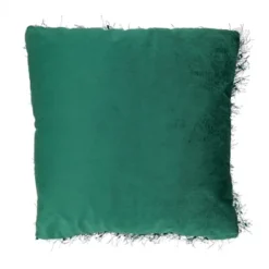 Saro Lifestyle Poly-Filled Throw Pillow With Shaggy Shimmer Design, Emerald, 18" X 18"