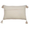 Saro Lifestyle Tri-Line Frayed Throw Pillow With Down Filling, Natural, 14" X 23"