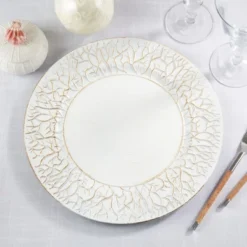 Saro Lifestyle Nature-Inspired Branch Edge Charger Plate (Set Of 4), 13"x13", Off-White -Saro Lifestyle GUEST 7376818d a4da 4d6e aad7 9a2fc001069d