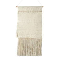 Saro Lifestyle Saro Lifestyle Wall Hanging With Woven Design, Ivory, 24"x48"