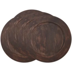 Saro Lifestyle Wood Charger, 13" Ø Round, Brown (Set Of 4)