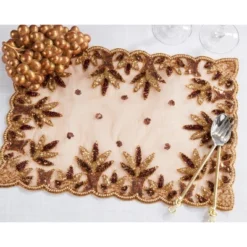 Saro Lifestyle Hand Beaded Design Placemat Oblong (Set Of 4)