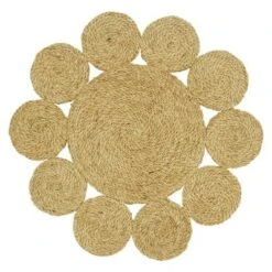 Saro Lifestyle Round Table Mats With Jute Design (Set Of 4), Beige