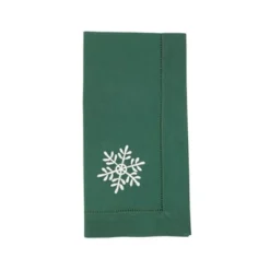 Saro Lifestyle Handmade Snowflake Embroidery Napkin With Hemstitched Border (Set Of 6), 20"x20", Jasper Green -Saro Lifestyle GUEST 75ddf20e 387b 499e a4db 624a80b1cc8d