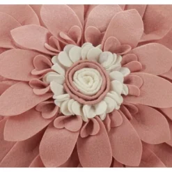 Saro Lifestyle Felt Flower Throw Pillow With Poly Filling, Rose, 13" Round -Saro Lifestyle GUEST 776f83ae 5fee 48a3 8b57 44edfb7d7e8f