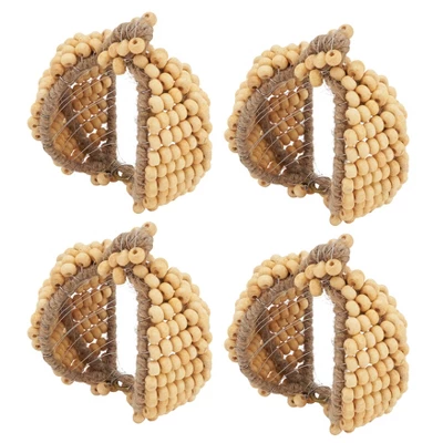 Saro Lifestyle Rustic Charm Beaded Pumpkin Napkin Ring (Set Of 4), Beige 1 Saro Lifestyle Rustic Charm Beaded Pumpkin Napkin Ring (Set Of 4), Beige
