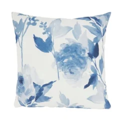Saro Lifestyle Blossom Breeze Floral Outdoor Poly Filled Throw Pillow, 18"x18", Blue -Saro Lifestyle GUEST 787e890c 25d0 4a02 b3ae cd775bb75403
