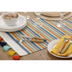 Saro Lifestyle Color Splash Table Runner, 16"x72", Multicolored -Saro Lifestyle GUEST 7962377a 8c50 4ae3 b110 8a42927714c6