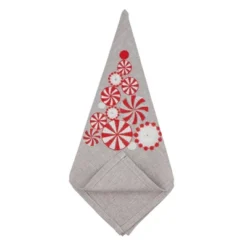 Saro Lifestyle Holiday Table Napkins With Peppermint Christmas Tree Design (Set Of 4)