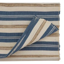 72" X 14" Water Hyacinth Striped Table Runner Blue - Saro Lifestyle: Rectangle, Non-Woven, Spot Clean, 72 Inch