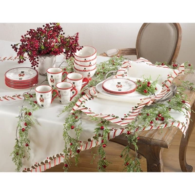 Saro Lifestyle Candy Cane Placemat, 14"x20" Oblong, Ivory (Set Of 4) 3 Saro Lifestyle Candy Cane Placemat, 14"x20" Oblong, Ivory (Set Of 4) - Image 3
