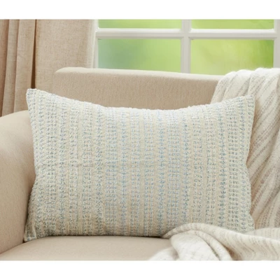 Saro Lifestyle Woven Line Throw Pillow With Poly Filling 2 Saro Lifestyle Woven Line Throw Pillow With Poly Filling - Image 2