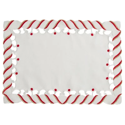 Saro Lifestyle Candy Cane Placemat, 14"x20" Oblong, Ivory (Set Of 4) 4 Saro Lifestyle Candy Cane Placemat, 14"x20" Oblong, Ivory (Set Of 4) - Image 4