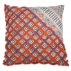Saro Lifestyle Block Print Embroidered Decorative Pillow Cover -Saro Lifestyle GUEST 7f6cfbb6 ccfd 4e66 9c6a 44f638b4f303