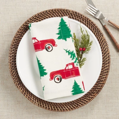 Saro Lifestyle Holiday Table Napkins With Christmas Truck Design (Set Of 4) 3 Saro Lifestyle Holiday Table Napkins With Christmas Truck Design (Set Of 4) - Image 3
