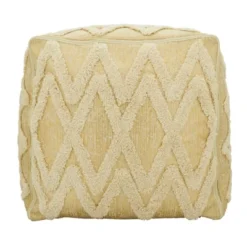 Saro Lifestyle Tufted Pouf With Foil Print Design -Saro Lifestyle GUEST 82fa3a48 9028 4ae4 9171 7aa150d6de71