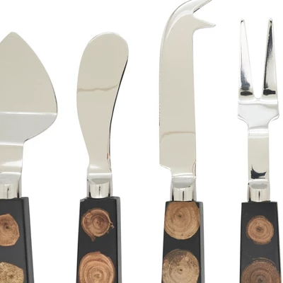 Saro Lifestyle Wood And Resin Fusion Cheese Cutlery Set, Black 2 Saro Lifestyle Wood And Resin Fusion Cheese Cutlery Set, Black - Image 2