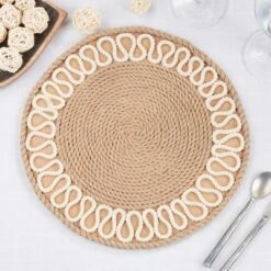 Saro Lifestyle Rustic Rope Weave Placemat (Set Of 4), Beige, 12"x12" 6 Saro Lifestyle Rustic Rope Weave Placemat (Set Of 4), Beige, 12"x12" -Saro Lifestyle GUEST 86f96bb4 b8f7 401c 8a9a a3296b079e7f