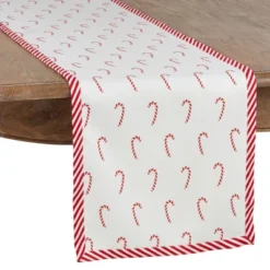 Saro Lifestyle Christmas Table Runner With Candy Cane Border -Saro Lifestyle GUEST 874c984b 0bee 4fe4 af62 1ff297e7dc05