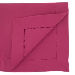 120" X 16" Polyester Hemstitched Border Table Runner Pink - Saro Lifestyle