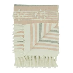 Saro Lifestyle Stripe Design Throw With Fringed Edges