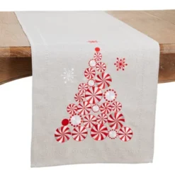 Saro Lifestyle Holiday Table Runner With Peppermint Christmas Tree Design -Saro Lifestyle GUEST 8aa24f01 c732 4922 bfe5 c966ab7b3778