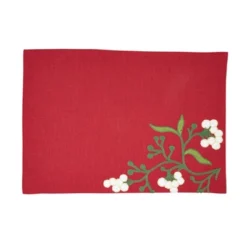 Saro Lifestyle Merry Mistletoe Placemat (Set Of 4), 13"x19", Red 7 Saro Lifestyle Merry Mistletoe Placemat (Set Of 4), 13"x19", Red -Saro Lifestyle GUEST 8ab8b4e9 2748 45b0 9094 b54fe8b2ee6a