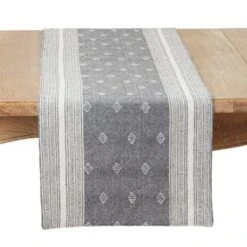 Saro Lifestyle Diamond Patterned Woven Stripe Table Runner, 16"x72", Gray -Saro Lifestyle GUEST 8b6ac035 7246 4652 9125 385cea9914db