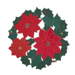 Saro Lifestyle Winter Bloom Placemat (Set Of 4), 15", Red/Green -Saro Lifestyle GUEST 8d0f0de2 7578 4e0d 95ee 86dfaffc4e19
