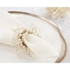 Saro Lifestyle Saro Lifestyle Pearl Design Table Napkin Rings (Set Of 4), Ivory, -Saro Lifestyle GUEST 8dbe6cec e56a 4194 a196 908d38b537ee
