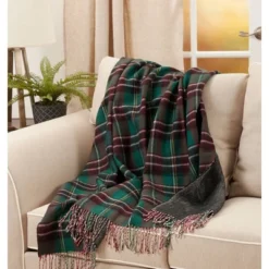50"x60" Reversible Plaid Throw Blanket Green - Saro Lifestyle -Saro Lifestyle GUEST 8dda8574 c09c 47a5 9200 0d3eae674fc4